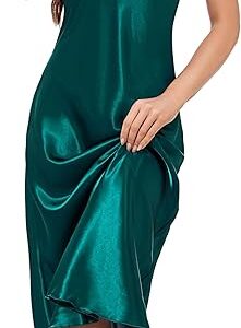 Litherday Women Silk Nightdress Lingerie Long Negligees Satin Chemise Nighty Nightwear Nightgown Full Slips Babydoll Sleepwear Strap Dress